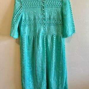 Orange Creek Turquoise Lace Midi Dress